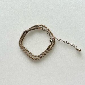 Vintage Twist Link Chain Double Wrap Bracelet 12” to 15”